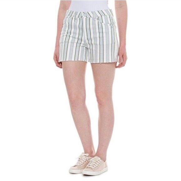 Democracy Pants - NEW Democracy Shorts‎ Womens Size10 Cream Striped Ab Solution Mom Denim Jean